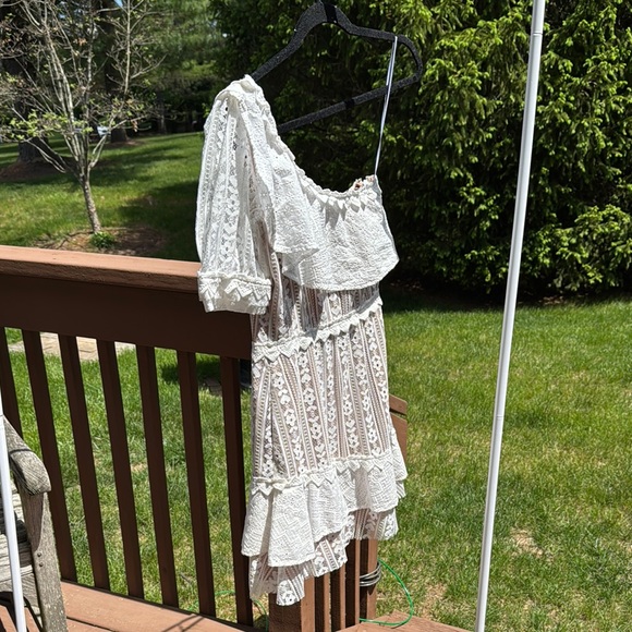 For Love and Lemons Loverbird Lace One Shoulder Mini Dress - Picture 2 of 12